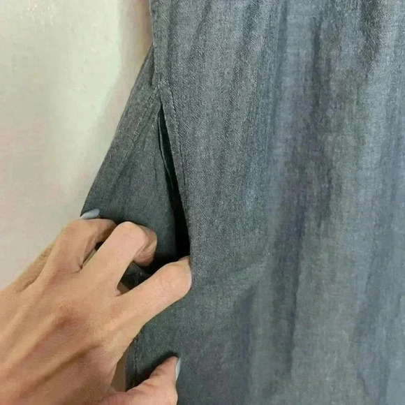 Lil Dress Womens Size Small Blue Chambray Embroidered Short Sleeve - Picture 4 of 8